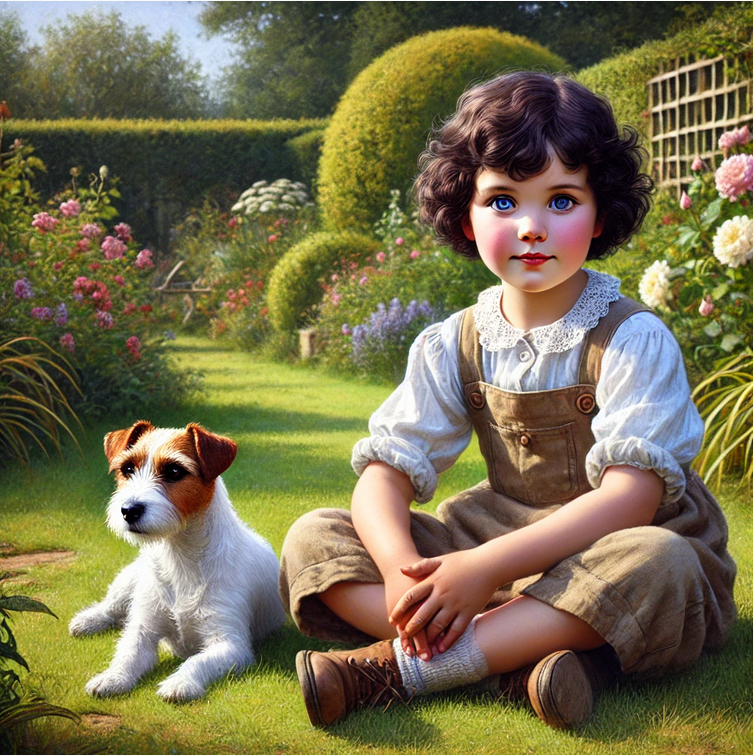 Ella as a child with her puppy Patch.