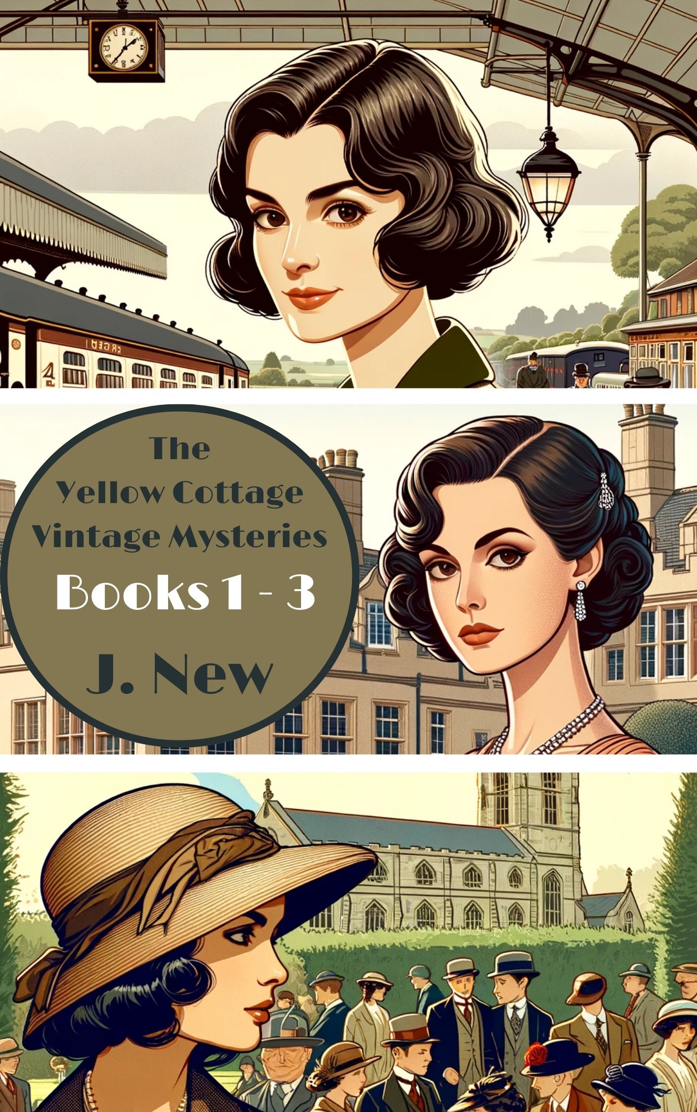The First three books in the hugely popular Yellow Cottage Vintage Mysteries by author J. New. 1930s British , Historical cozy series dubbed Miss Marple meets The Ghost Whisperer by readers and fans