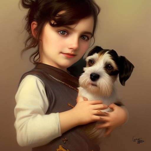 Ella as a child with her puppy Patch.