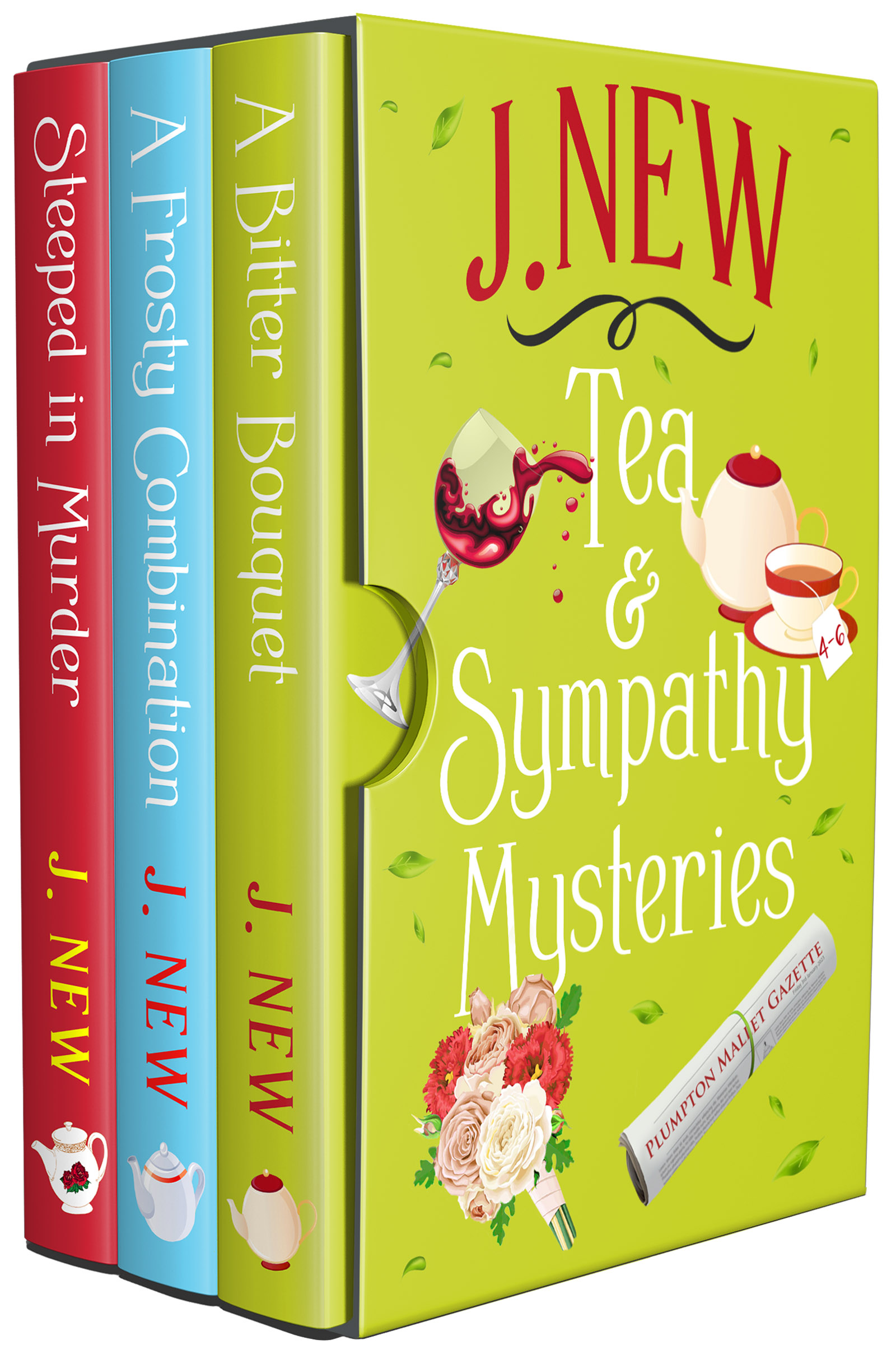 The second three books in the popular British cozy culinary mystery series Tea and Sympathy by author J. New