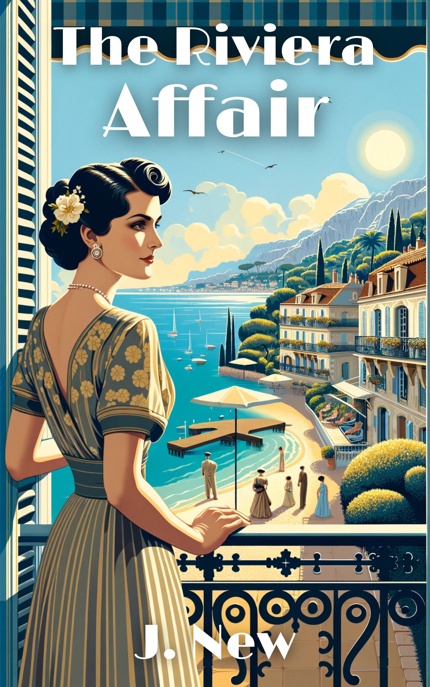 The Riviera Affair, book 4 in the hugely popular British 1930s Historical mystery series by author J. New. Dubbed Miss Marple meets The Ghost Whisperer by readers and fans