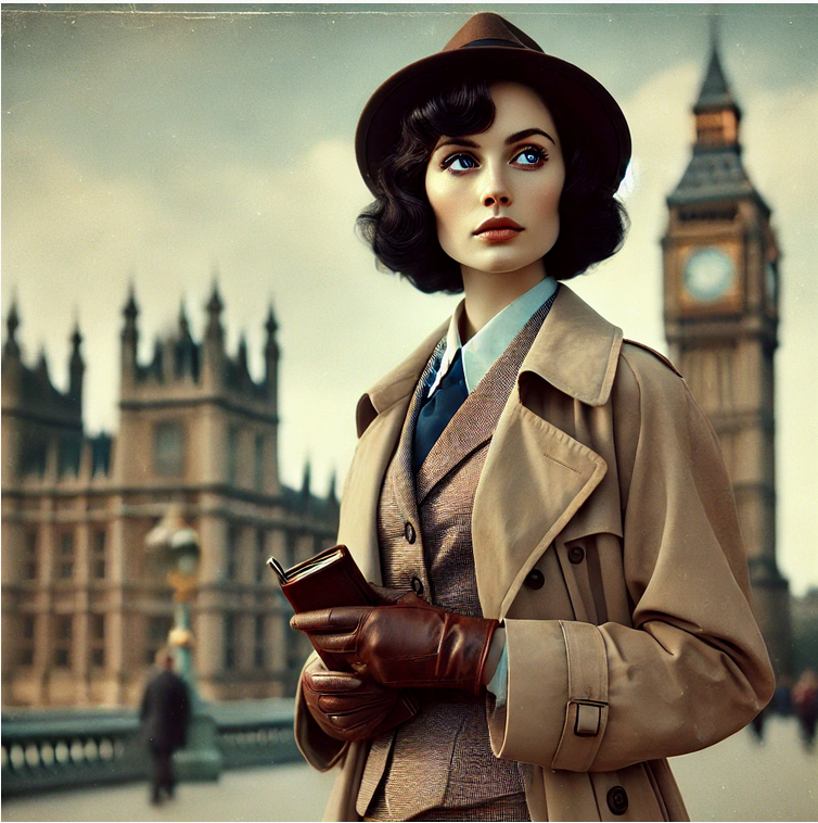 1930s England portrait of Ella Bridges the first female consultant with Scotland Yard as featured in the hugely popular British Historical cozy mystery series The Yellow Cottage Vintage Mysteries, dubbed by readers and fans as Miss Marple meets The Ghost Whisperer
